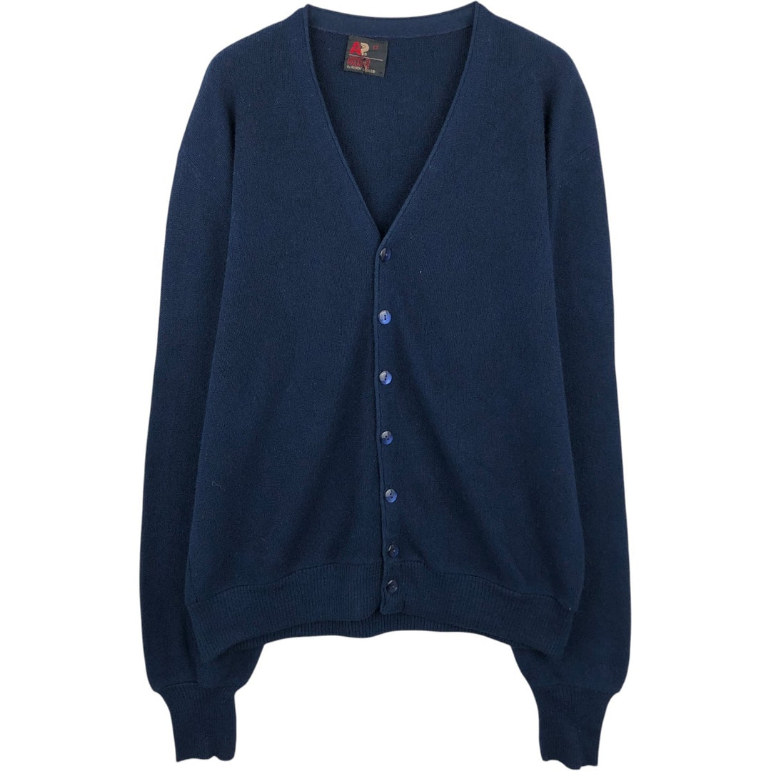 Arnold Palmer acrylic knit cardigan, made in the USA, men's size L equivalent. acrylic navy blue type Vintage Second Hand