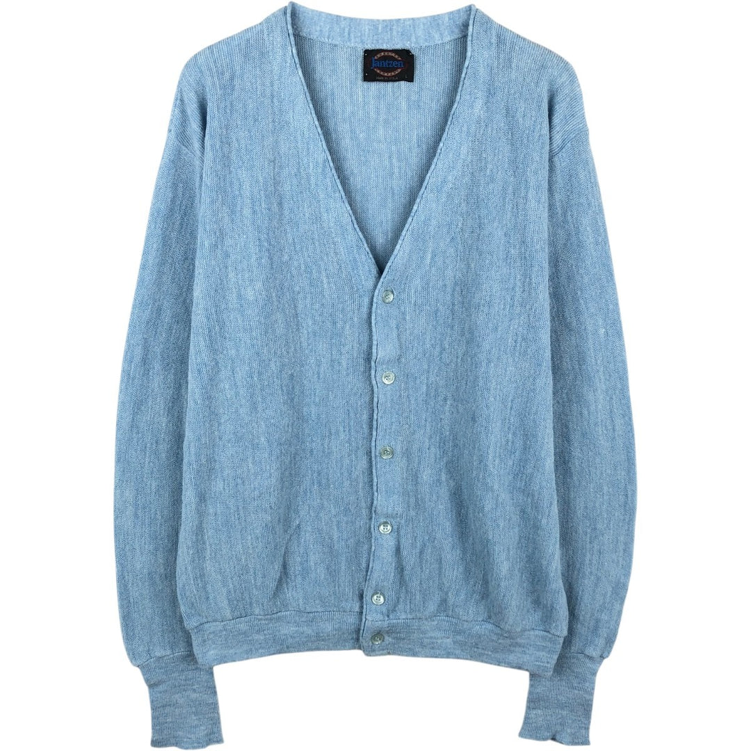 Vintage 1980'S Jantzen acrylic knit cardigan, made in the USA, size L, men's acrylic Blue type light blue Vintage Second Hand