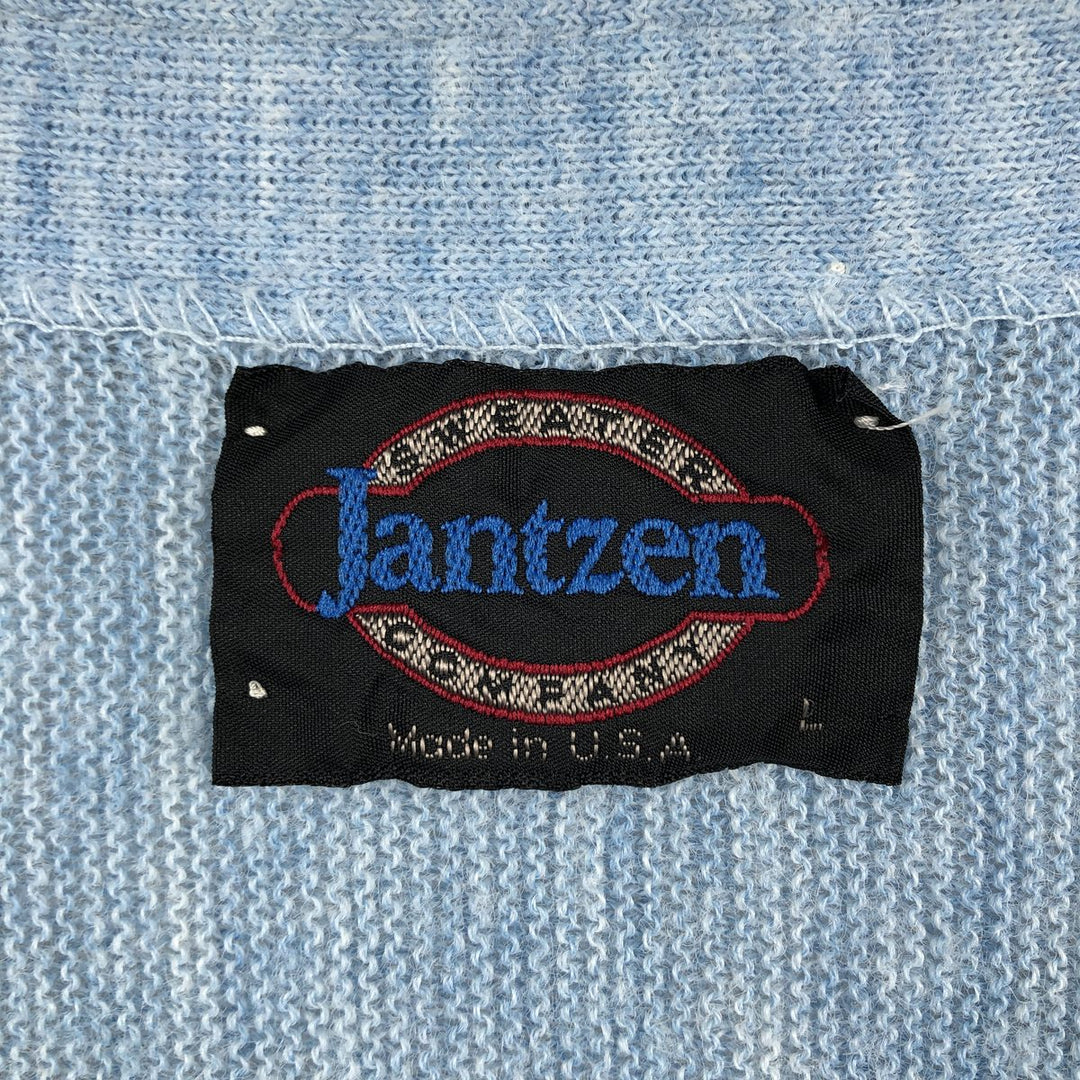 Vintage 1980'S Jantzen acrylic knit cardigan, made in the USA, size L, men's acrylic Blue type light blue Vintage Second Hand