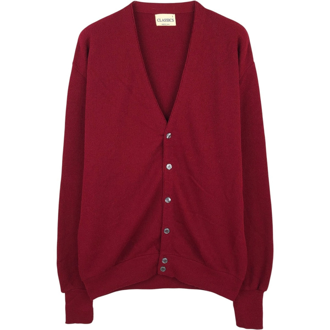 CLASSICS knit cardigan, made in USA, men's size L equivalent, vintage. unclear red type Vintage Second Hand