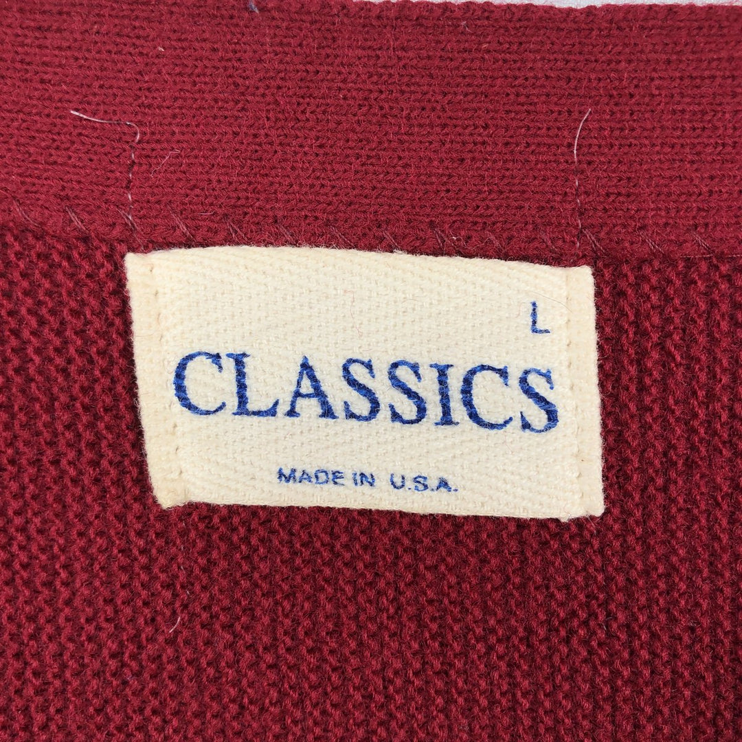 CLASSICS knit cardigan, made in USA, men's size L equivalent, vintage. unclear red type Vintage Second Hand