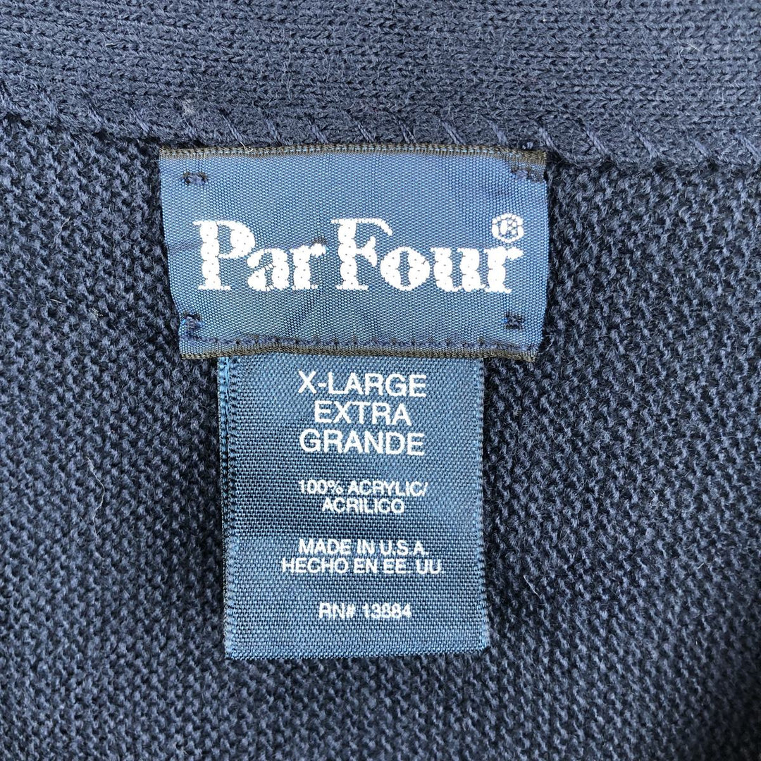 90'S ParFour Acrylic Knit Cardigan, Made in USA, Men's XL equivalent, Vintage acrylic navy blue type Vintage Second Hand