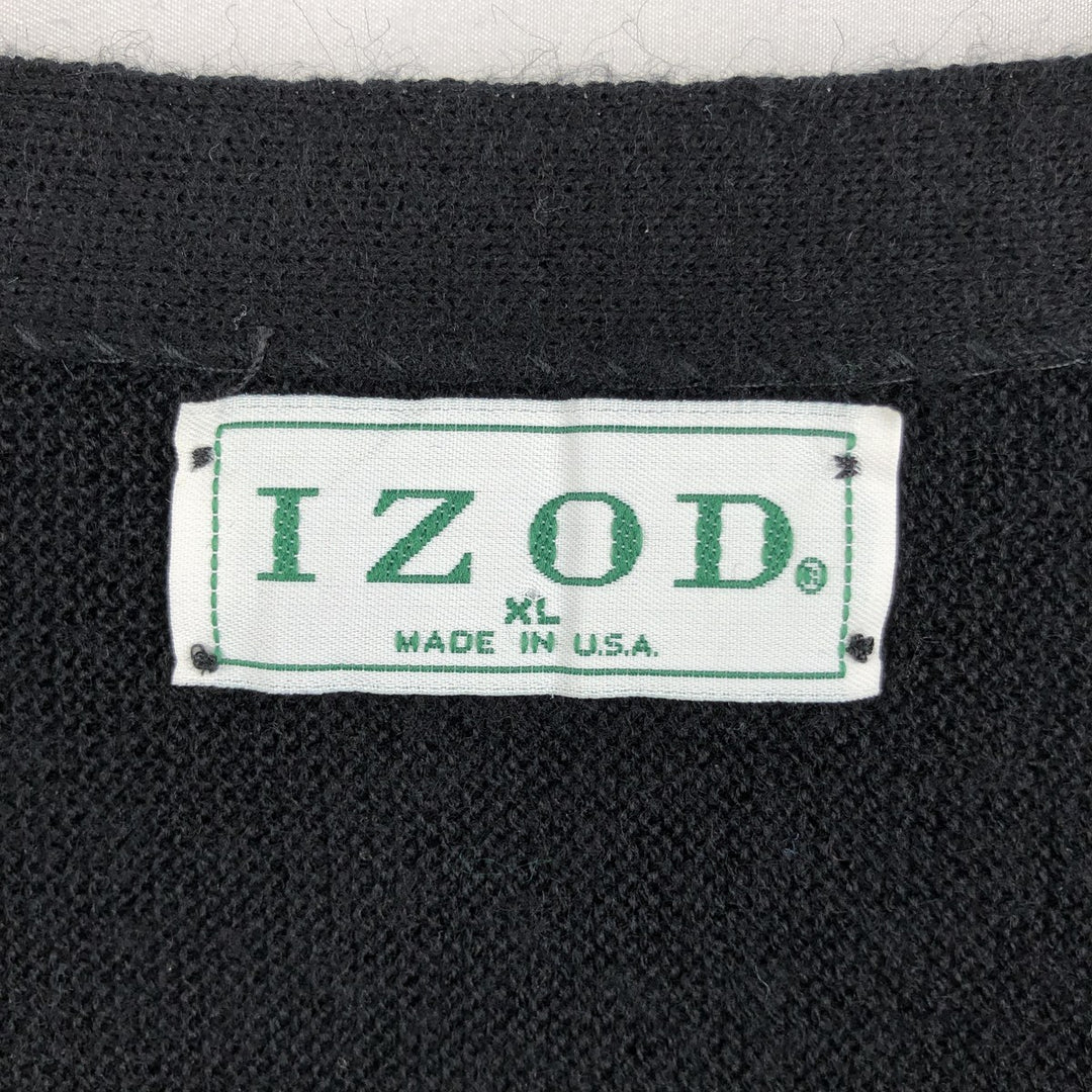 90'S IZOD acrylic knit cardigan, made in the USA, men's size XL, vintage acrylic black type Vintage Second Hand