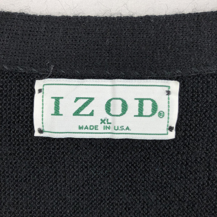 90'S IZOD acrylic knit cardigan, made in the USA, men's size XL, vintage acrylic black type Vintage Second Hand