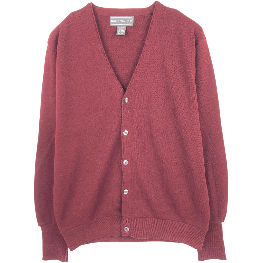 DAVID TAYLOR Acrylic Knit Cardigan Made in USA Men's L size acrylic bordeaux Vintage Second Hand