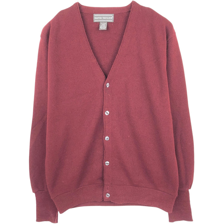 DAVID TAYLOR Acrylic Knit Cardigan Made in USA Men's L size acrylic bordeaux Vintage Second Hand