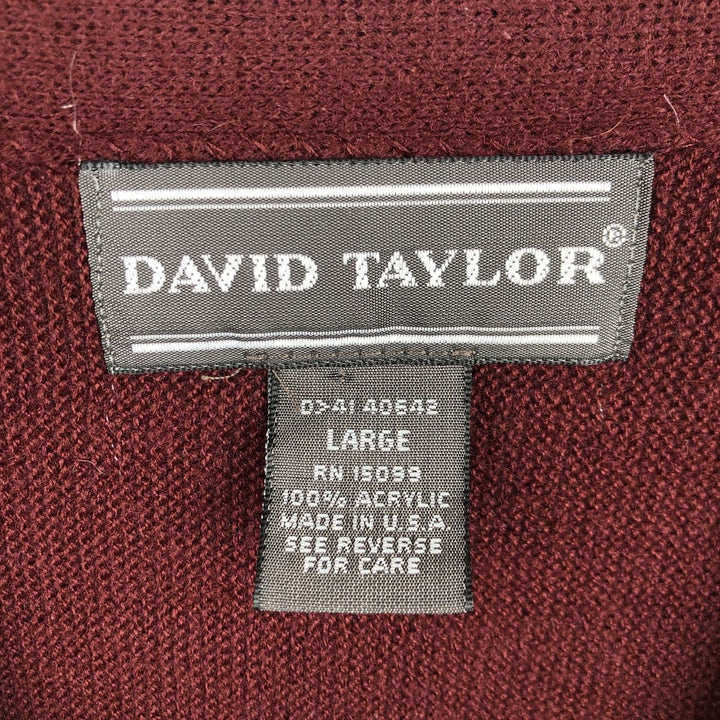 DAVID TAYLOR Acrylic Knit Cardigan Made in USA Men's L size acrylic bordeaux Vintage Second Hand