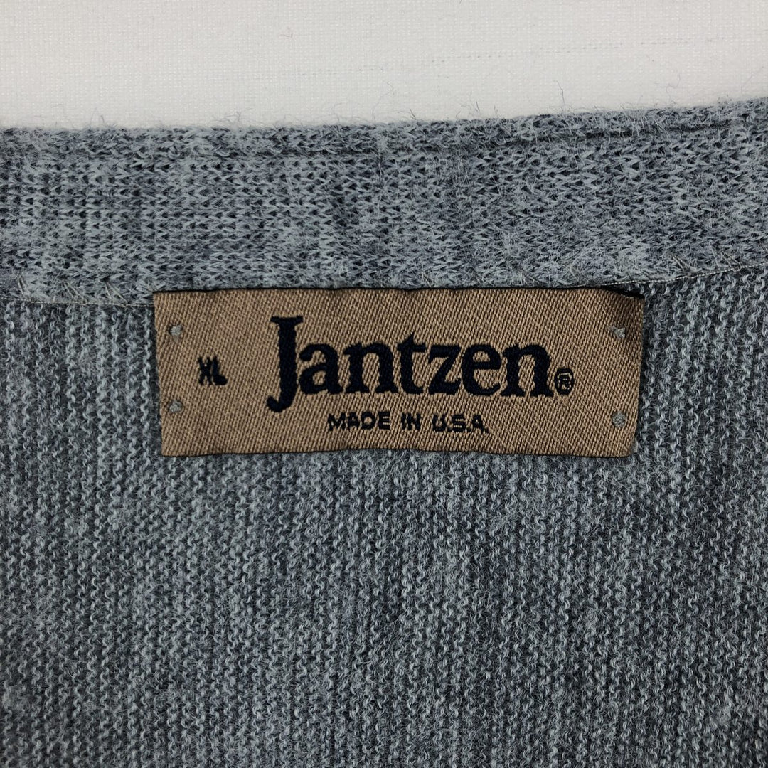 Vintage 90'S Jantzen acrylic knit cardigan, made in the USA, men's size XL unclear gray type Vintage Second Hand
