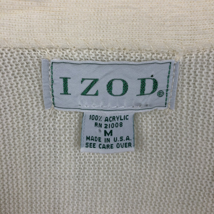 Vintage 90'S IZOD acrylic knit cardigan, made in the USA, size M, men's acrylic unbleached Vintage Second Hand
