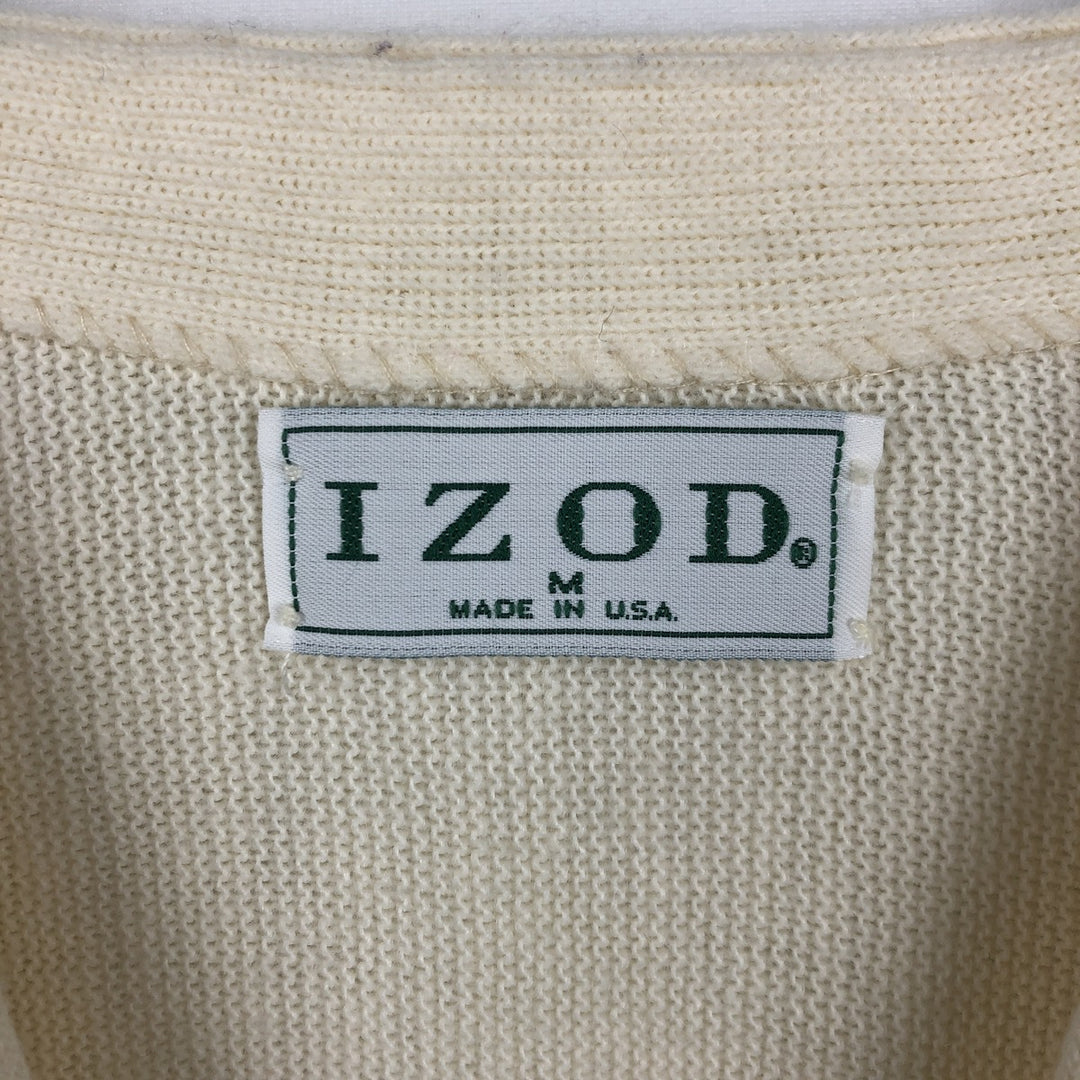 Vintage 90'S IZOD acrylic knit cardigan, made in the USA, size M, men's acrylic unbleached Vintage Second Hand