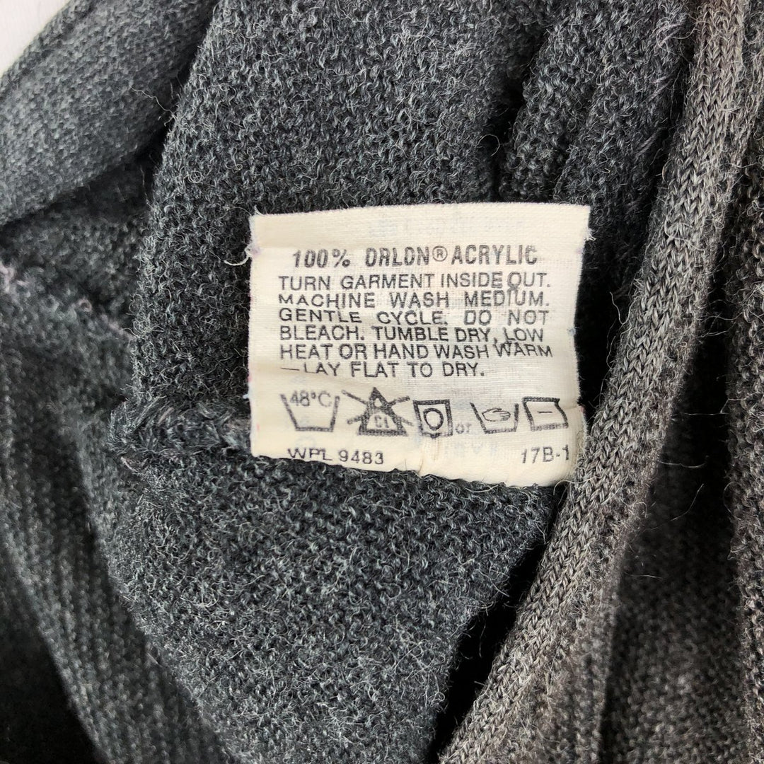1990'S Robert Bruce Acrylic Knit Cardigan, Made in USA, Men's Size L (approx.), Vintage Oron Acrylic Charcoal Vintage Second Hand