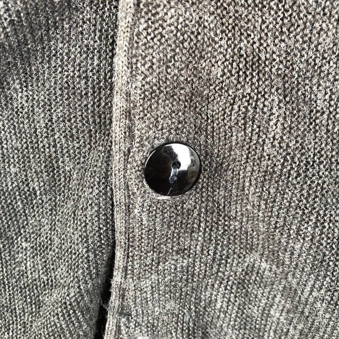 1990'S Robert Bruce Acrylic Knit Cardigan, Made in USA, Men's Size L (approx.), Vintage Oron Acrylic Charcoal Vintage Second Hand