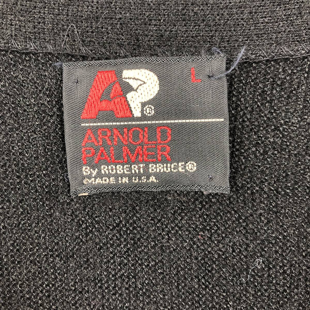 1970'S ROBERT BRUCE Arnold Palmer Acrylic Knit Cardigan, Made in USA, Men's Size L (approx.), Vintage Oron Acrylic black type Vintage Second Hand