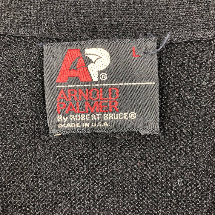 1970'S ROBERT BRUCE Arnold Palmer Acrylic Knit Cardigan, Made in USA, Men's Size L (approx.), Vintage Oron Acrylic black type Vintage Second Hand
