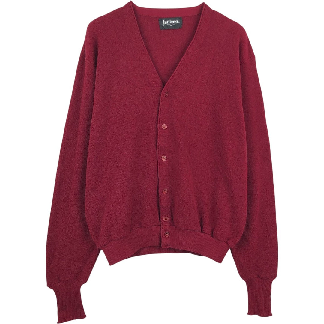 1990'S Jantzen knit cardigan, made in USA, men's size XL equivalent, vintage. polyester wine-red Vintage Second Hand