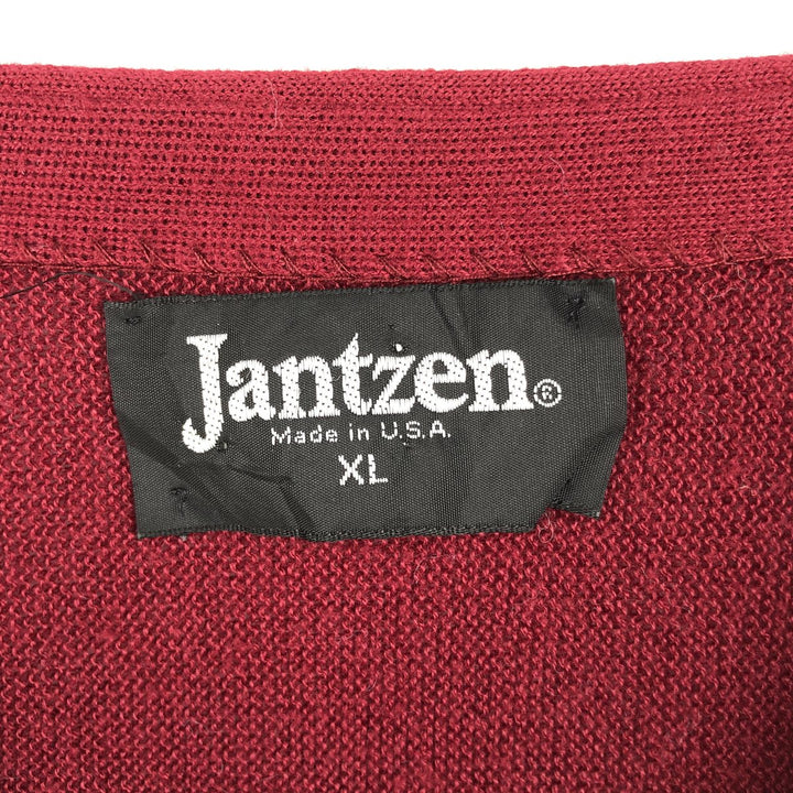 1990'S Jantzen knit cardigan, made in USA, men's size XL equivalent, vintage. polyester wine-red Vintage Second Hand