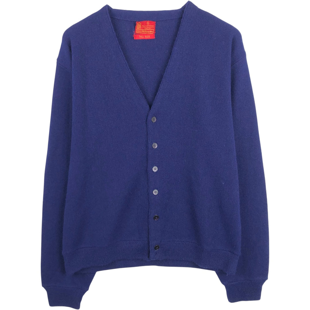 1970'S KING ROAD Sears Acrylic Knit Cardigan, Men's Size XL (approx.), Vintage Oron Acrylic navy blue type Vintage Second Hand