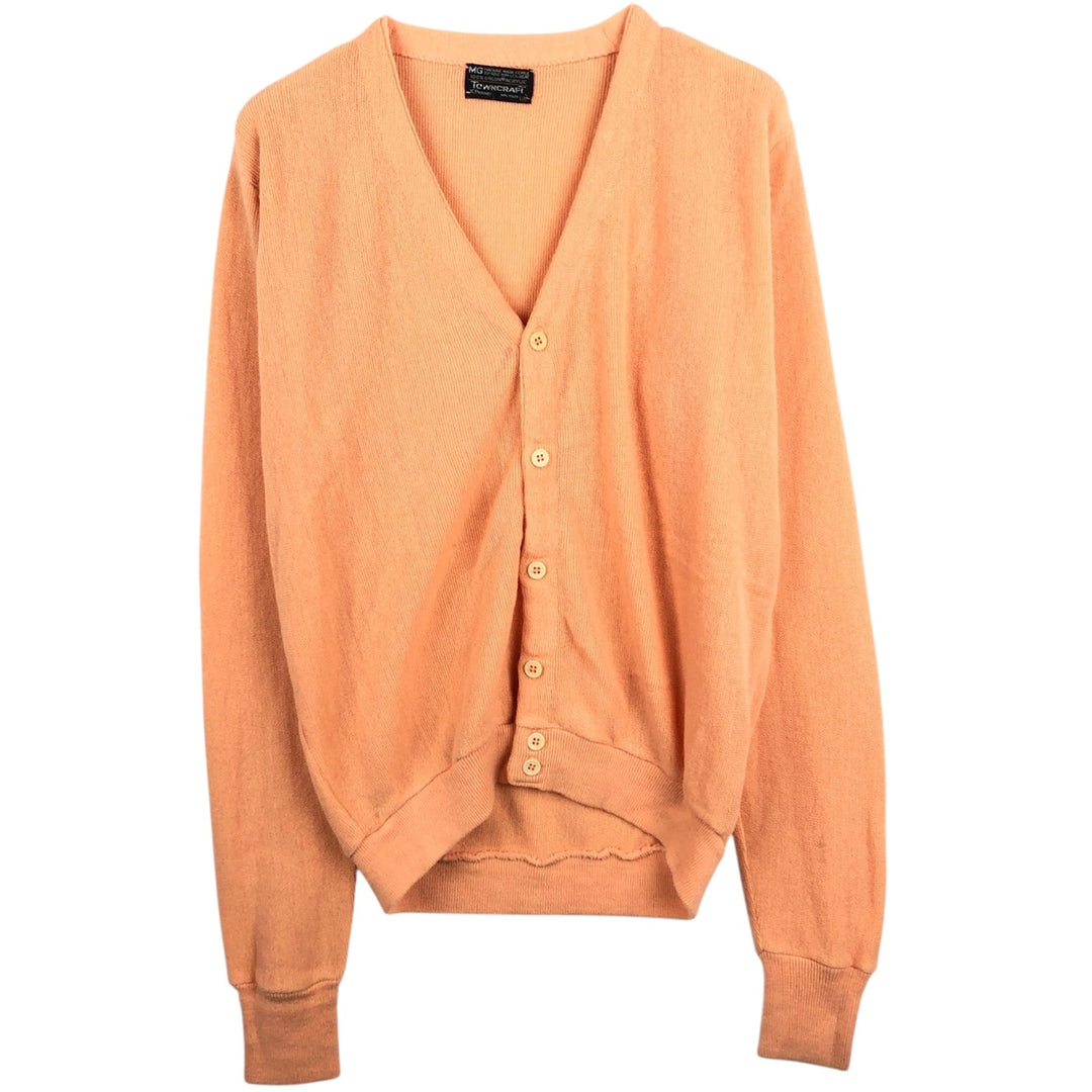 TOWN CRAFT JCPenney Acrylic Knit Cardigan, Men's Size M (approx.) Oron Acrylic orange type Vintage Second Hand