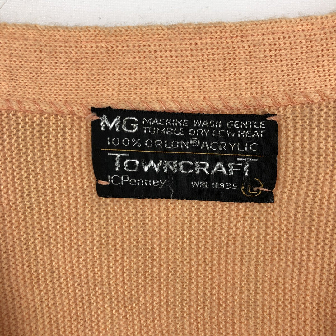 TOWN CRAFT JCPenney Acrylic Knit Cardigan, Men's Size M (approx.) Oron Acrylic orange type Vintage Second Hand