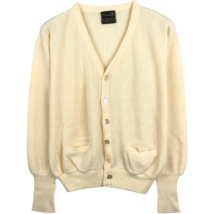 JCPenney Acrylic Knit Cardigan, Men's Size M (approx.) Oron Acrylic unbleached Vintage Second Hand
