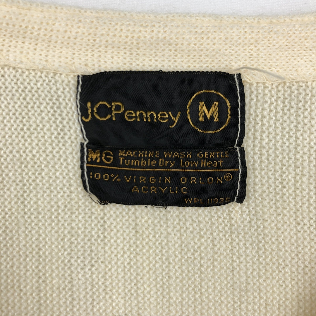 JCPenney Acrylic Knit Cardigan, Men's Size M (approx.) Oron Acrylic unbleached Vintage Second Hand