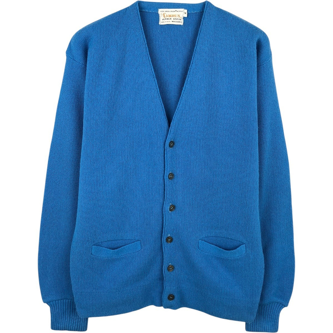 70'S CAMPUS Acrylic Knit Cardigan, Made in USA, Men's Size M (approx.), Vintage acrylic Blue type light blue Vintage Second Hand
