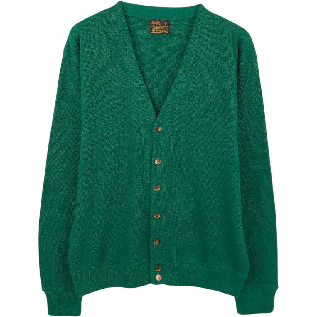 70s-80'S Sears The Men's Store acrylic knit cardigan, men's size L equivalent, vintage. Oron Acrylic green type Vintage Second Hand