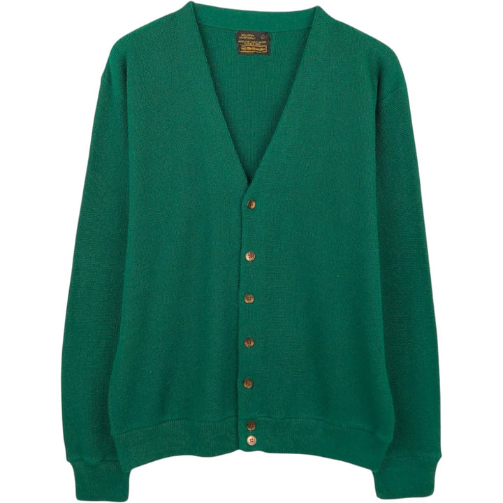70s-80'S Sears The Men's Store acrylic knit cardigan, men's size L equivalent, vintage. Oron Acrylic green type Vintage Second Hand
