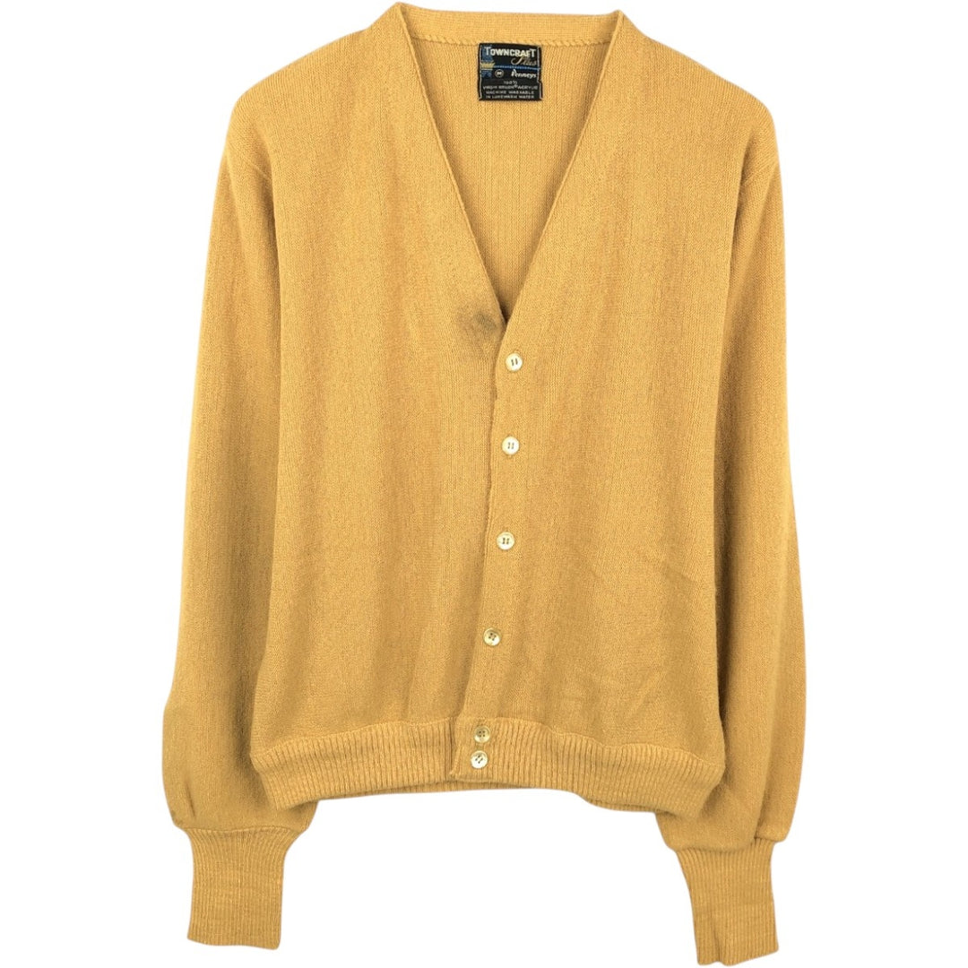 1960s-1970'S Town Craft Penny's Acrylic Knit Cardigan, Made in USA, Men's Size M (approx.), Vintage Oron Acrylic ocher yellow type Vintage Second Hand