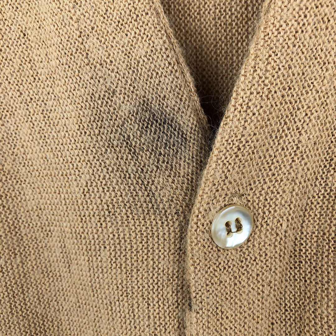 1960s-1970'S Town Craft Penny's Acrylic Knit Cardigan, Made in USA, Men's Size M (approx.), Vintage Oron Acrylic ocher yellow type Vintage Second Hand