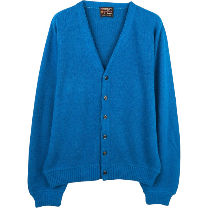 1960s-1970'S Town Craft Acrylic Knit Cardigan, Men's Size M (approx.), Vintage Oron Acrylic blue type Vintage Second Hand