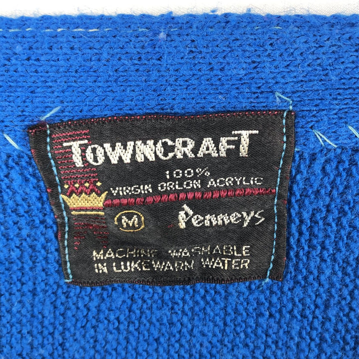 1960s-1970'S Town Craft Acrylic Knit Cardigan, Men's Size M (approx.), Vintage Oron Acrylic blue type Vintage Second Hand