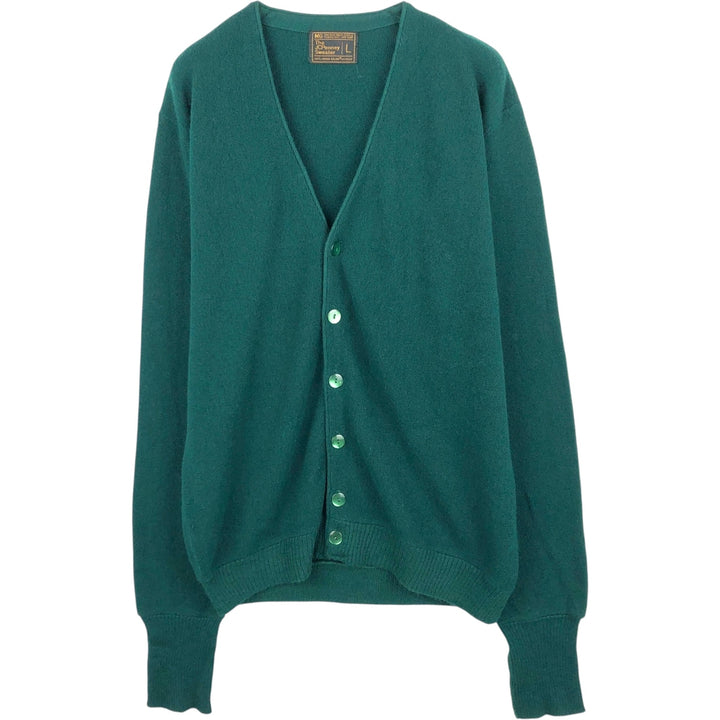 The JCPenney Sweater Acrylic Knit Cardigan, Men's Size L (approx.) Oron Acrylic Green type dark green Vintage Second Hand
