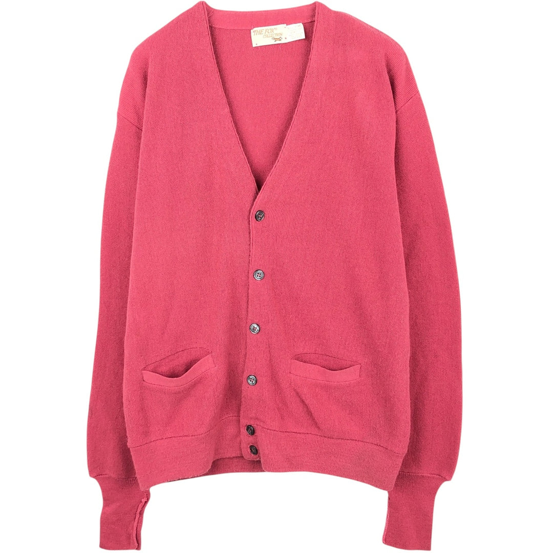 THE FOX COLLECTION Acrylic Knit Cardigan, Made in USA, Men's Size L (approx.) Oron Acrylic pink type Vintage Second Hand