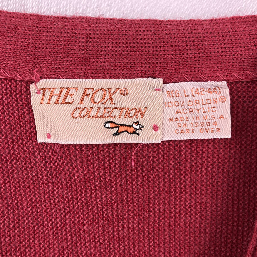 THE FOX COLLECTION Acrylic Knit Cardigan, Made in USA, Men's Size L (approx.) Oron Acrylic pink type Vintage Second Hand
