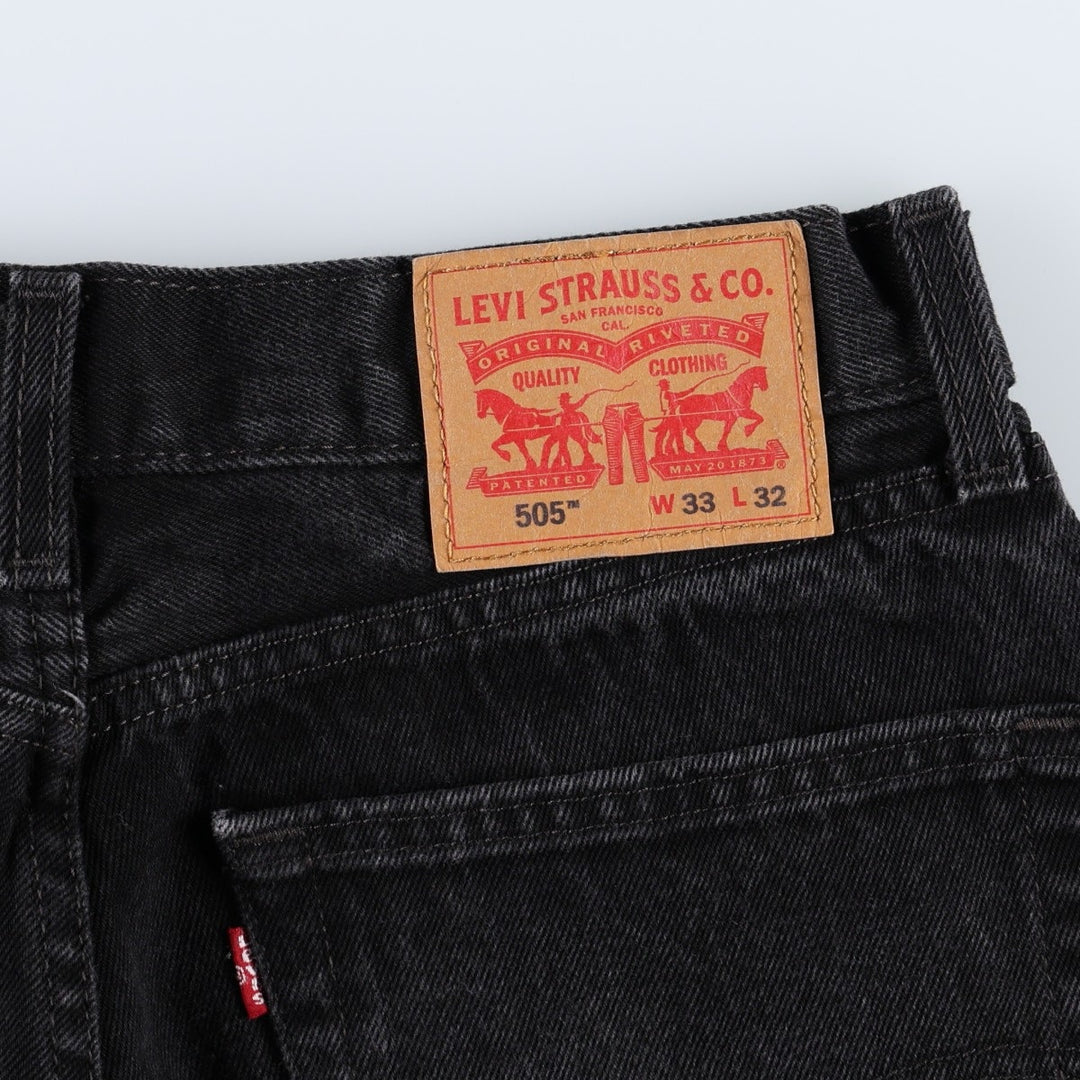 Levi's 505 Black Denim Tapered Denim Pants for Men, W33 equivalent cotton black type Vintage Second Hand