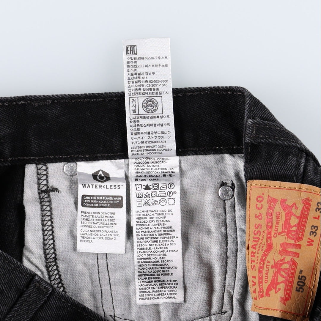 Levi's 505 Black Denim Tapered Denim Pants for Men, W33 equivalent cotton black type Vintage Second Hand