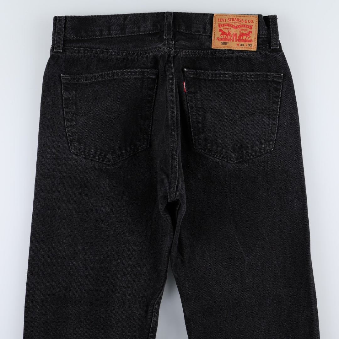 Levi's 505 Black Denim Tapered Denim Pants for Men, W33 equivalent cotton black type Vintage Second Hand