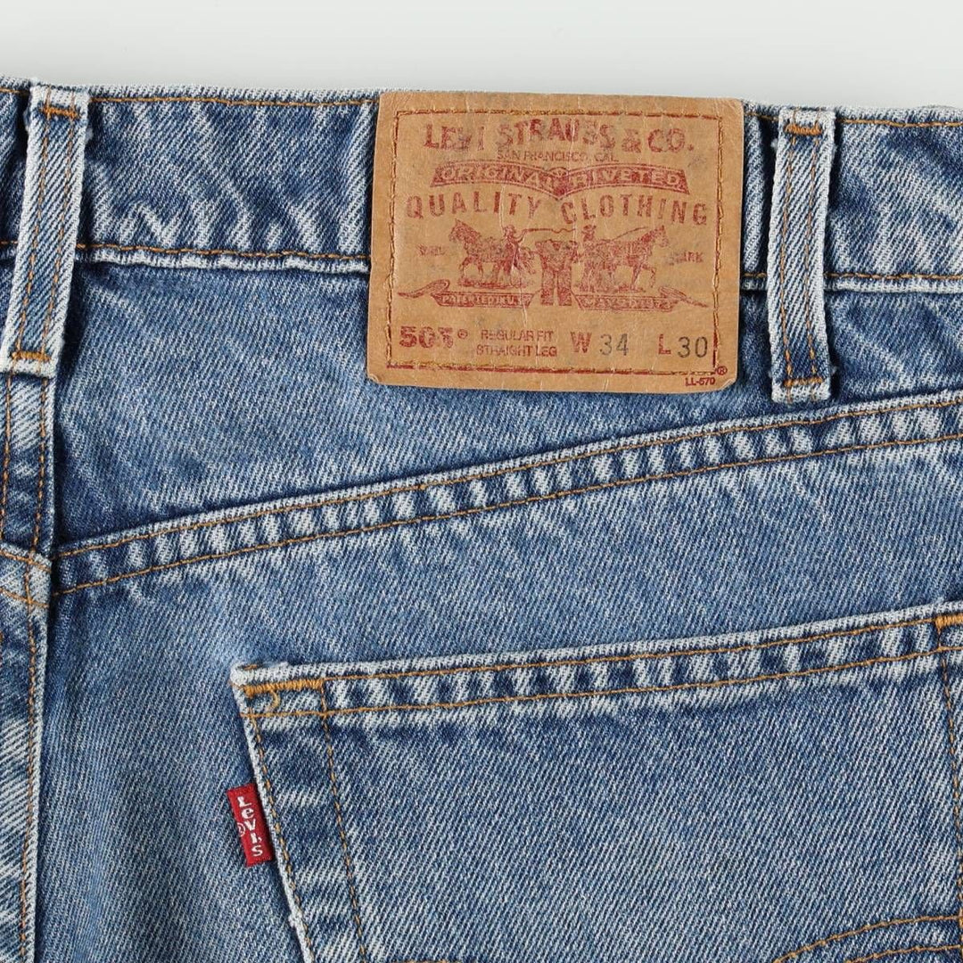 90'S Levi's 505 REGULAR FIT STRAIGHT LEG tapered denim pants for men, size W34, vintage cotton blue type Vintage Second Hand