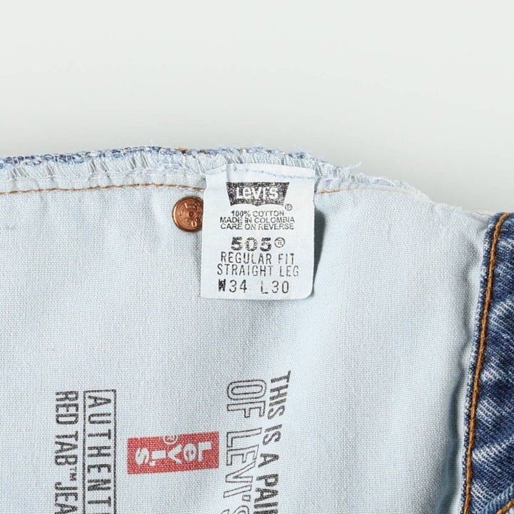 90'S Levi's 505 REGULAR FIT STRAIGHT LEG tapered denim pants for men, size W34, vintage cotton blue type Vintage Second Hand