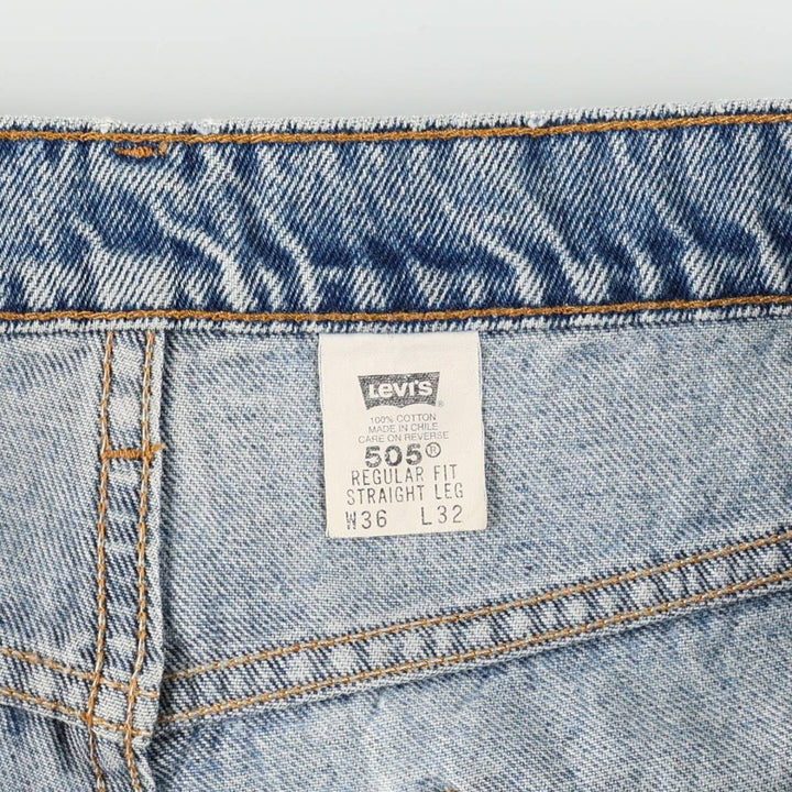 1990'S Levi's 505 Regular Fit Straight Leg Orange Tab Tapered Denim Pants, Made in Chile, Men's W35 (approx.) cotton blue type Vintage Second Hand