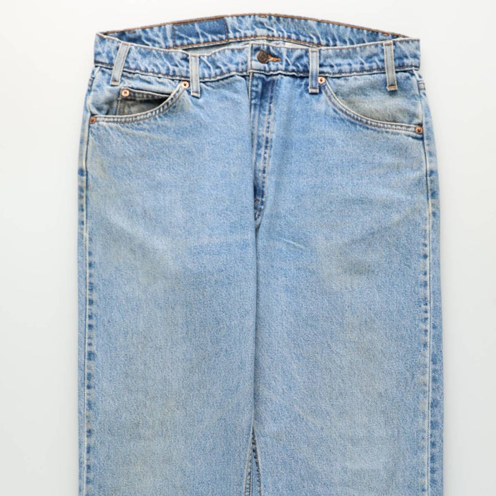 1990'S Levi's 505 Regular Fit Straight Leg Orange Tab Tapered Denim Pants, Made in Chile, Men's W35 (approx.) cotton blue type Vintage Second Hand