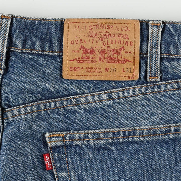 90'S Levi's 505 REGULAR FIT STRAIGHT LEG tapered denim pants for men, size w36, vintage cotton blue type Vintage Second Hand