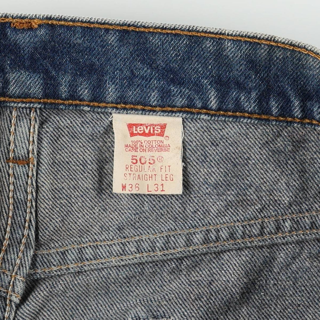 90'S Levi's 505 REGULAR FIT STRAIGHT LEG tapered denim pants for men, size w36, vintage cotton blue type Vintage Second Hand
