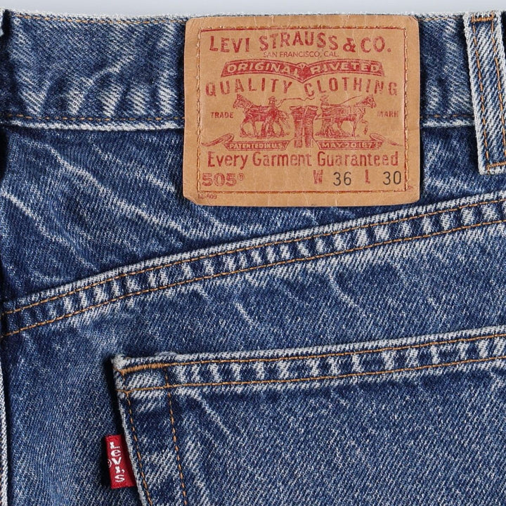 00'S Levi's 505 REGULAR FIT tapered denim pants for men, size w35 cotton blue type Vintage Second Hand