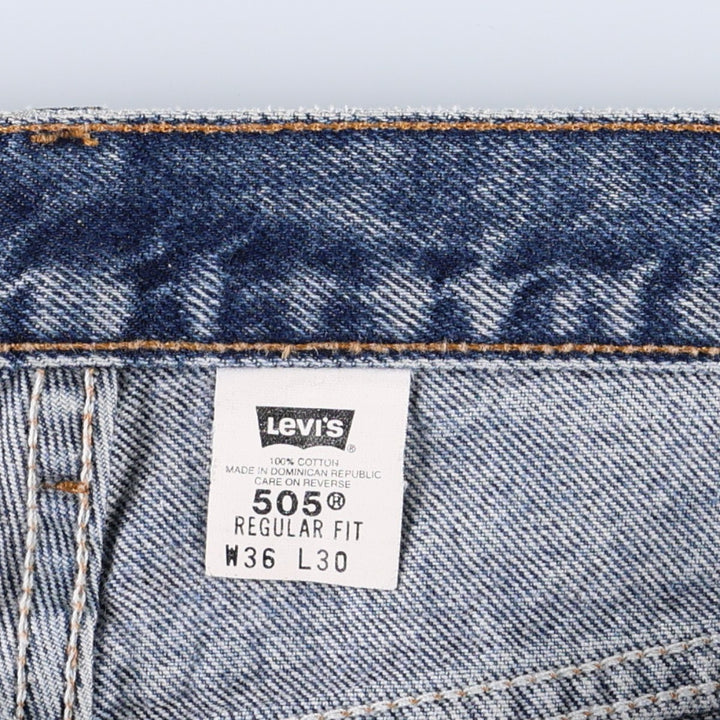 00'S Levi's 505 REGULAR FIT tapered denim pants for men, size w35 cotton blue type Vintage Second Hand