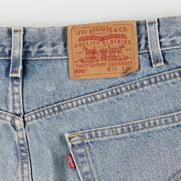 00'S Levi's 505 REGULAR FIT STRAIGHT LEG tapered denim pants for men, size w34 cotton blue type Vintage Second Hand
