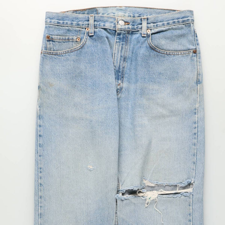 00'S Levi's 505 REGULAR FIT STRAIGHT LEG tapered denim pants for men, size w34 cotton blue type Vintage Second Hand