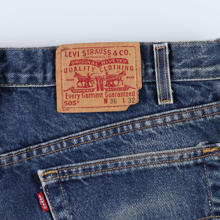00'S Levi's 505 REGULAR FIT STRAIGHT LEG tapered denim pants made in USA, men's w36 equivalent cotton blue type Vintage Second Hand