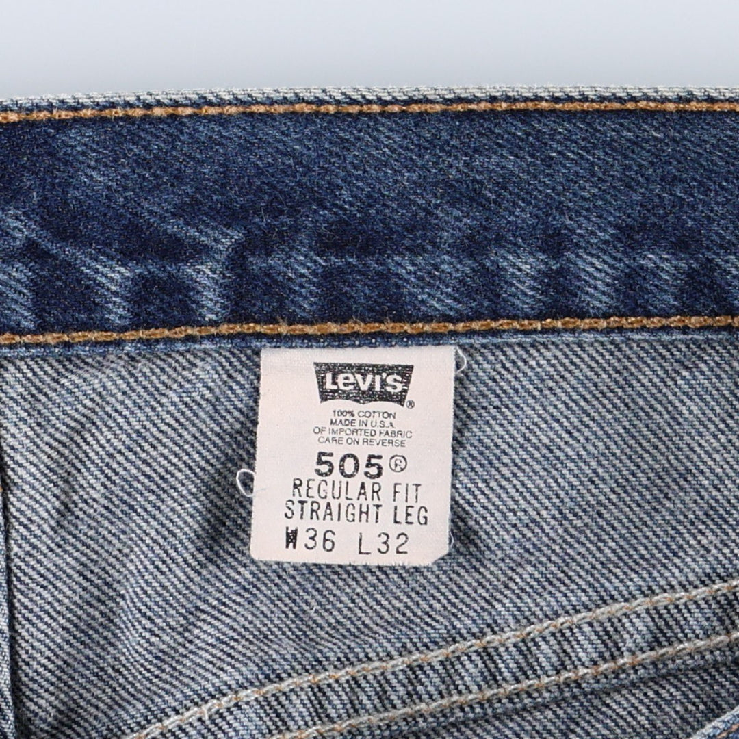 00'S Levi's 505 REGULAR FIT STRAIGHT LEG tapered denim pants made in USA, men's w36 equivalent cotton blue type Vintage Second Hand